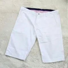 麻混【ムッシュニコル】 ハーフパンツ ホワイト サイズ48 Lサイズのサムネイル