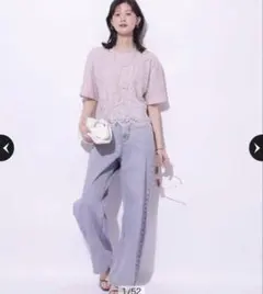 新品未使用 ピンクトッピングワイドデニムパンツ 1 アルページュストーリーのサムネイル