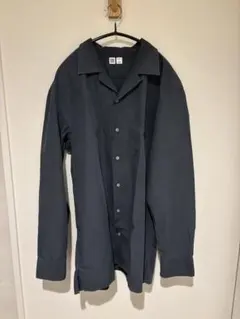 UNIQLO U オープンカラーシャツ　長袖　L 墨黒