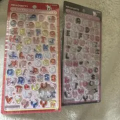 ハローキティ ボンボンドロップシール moji 文字 2枚セット 赤 ピンク
