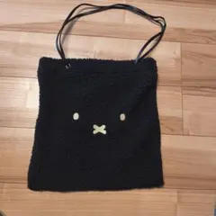 miffyボアトートバッグ 黒顔刺繍