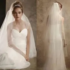 ロング ウェディング ベール 二層タイプ コーム付き 2.2m