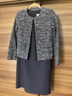 SHIPS】ノーカラーツイードジャケット＆ワンピース セットアップ 36(S)