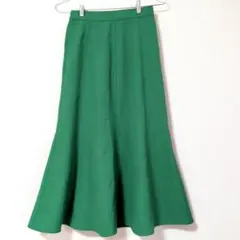 Samansa Mos2 blue グリーン マーメイドフレアロングスカート