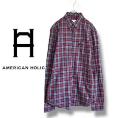 【アメリカンイーグル】ネルシャツ　長袖　チェック柄　ワンポイント　コットンのサムネイル