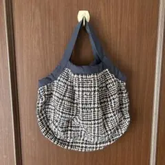 ネイビー系チェック柄トートバッグ