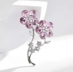 スワロフスキークリスタル桜ブローチ入学式卒業式結婚式胸飾り お誕生日の贈り物