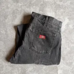 Dickies ダックワークパンツ ブラック W38 フェード 襤褸 極太 古着