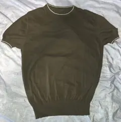 HERMES メンズ 半袖ニットTシャツ　 ブラウン 　ホワイトラインのサムネイル