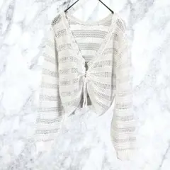 13038 coka コカ クロシェ編み カーディガン 前後2way 透け感 白