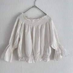 ウィゴー シャーリング オフショル ブラウス キャンディスリーブ 大人可愛い M