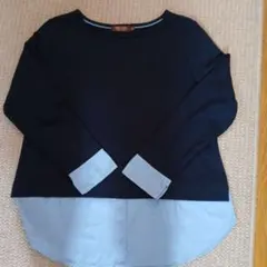 DECOY 長袖カットソー 重ね着風 ネイビー Mサイズ