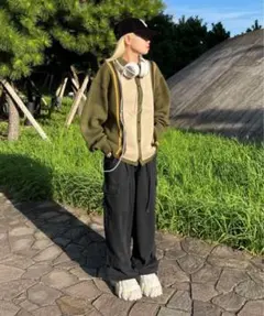 オリーブグリーン スニットセーター sedacle