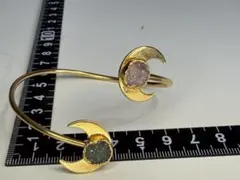 ゴールドトーン 月型クリスタルバングル18kメッキ