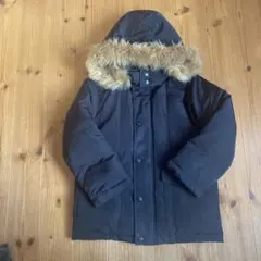 GU フード付き黒ダウンコート