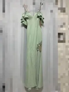 ミントグリーン オフショルダー キャバドレス ロングドレス