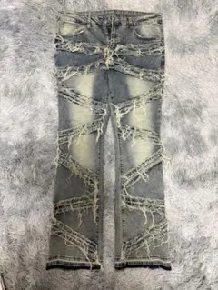 バラバサスVALABASAS フレアチェーンスキニーデニム ワックス加工 29