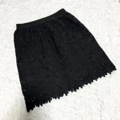 【ニューファッション】（3L）レーススカート ブラック 大きいサイズ