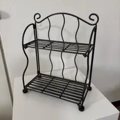アンティーク　アイアン製2段シェルフ