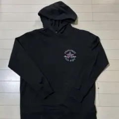 コンバースレディース長袖パーカー　黒パーカー　トップス　ロゴ　フード　L