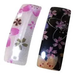 桜の花柄バレッタ 2個セット