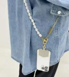 【HASHIBAMI/ハシバミ】別注パールチェーンモバイルストラップ