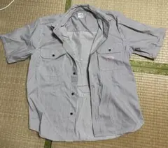 coen ストライプ 半袖ボタンアップシャツLサイズ