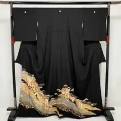 ゆりのはな　黒留袖　留袖　トール　金駒刺繍　金彩友禅　比翼仕立て　正絹　C103のサムネイル
