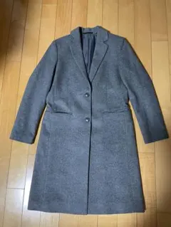 ユニクロ　グレー チェスターコート ウール系