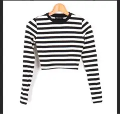 ZARA ザラ 長袖Ｔシャツ クロップド丈 ボーダー トップス