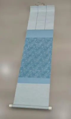 青系花柄掛軸　色紙掛け軸