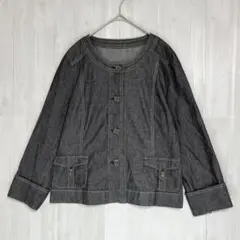 ノアジェ　ノーカラーデニムジャケット　グレー　M 春秋