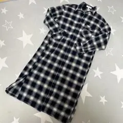 MOUSSY ネイビー ホワイト チェック シャツワンピース