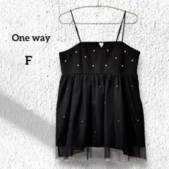 ワンウェイ【Ｆ】チュールレイヤードチュニック キャミワンピース ブラックのサムネイル