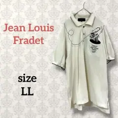 ジャンルイフラデ【LL】犬刺繍半袖ポロシャツ 大きめサイズ キャラクター 釣り