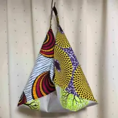 アフリカ布 大きめあずまショルダーバッグ 3枚繋ぎ パッチワーク #1316