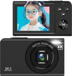 デジカメ 4K動画 6800万画素 デジタルカメラ 30FPS 笑顔検出 初心者