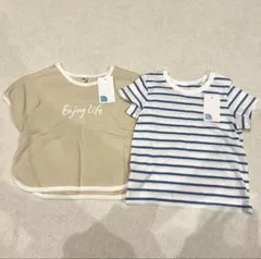 新品タグ付き★ベージュボーダー　Tシャツ2枚セット