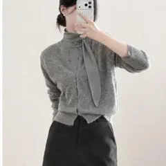uur Whipping Mohair Round Cardigan グレーのサムネイル