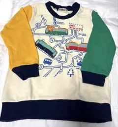 ミキハウス ホットビスケッツ90 電車トレーナー 美品