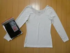 ２枚【Ｓ】ユニクロ レディース ヒートテック Ｕネック ８分袖 襟元シームレス