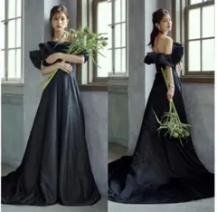 【値下げ】DRESS PRODUCTION オフショルダーAラインドレスブラック
