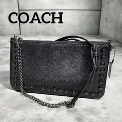 美品　COACH ショルダーバッグ 黒 チェーン ミニ