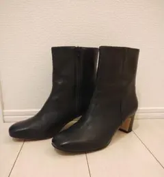 UNITEDARROWS ショートブーツ黒 ブラック 本革中ヒール24.5cm