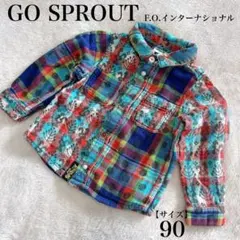 【GO SPROUT】チェック柄 ネルシャツ カラフル 長袖 90