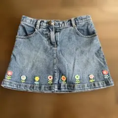 ［used ］レア品　花柄刺繍デニムスカート サイズ110相当　アメリカ古着