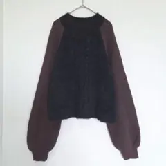 &g'aime　ラグラン切り替えニット　Ｆ　フェイクファー　ボリューム袖