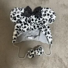 Disney ミニー ファンキャップ ヒョウ柄 ホワイト
