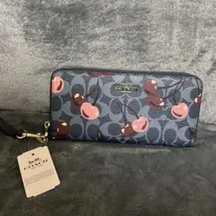 未使用コーチ 花柄 長財布 ロング ウォレットシグネチャー チェリー CZ328