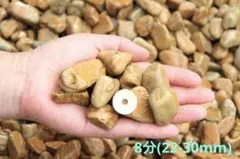 天然石　厳選木目黄玉砂利（木目砂利）茶系防犯砂利8分(22-30mm) 10kgのサムネイル